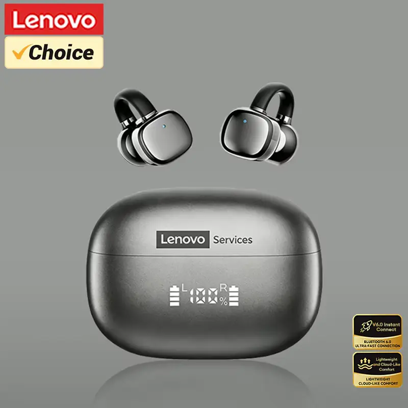 Lenovo RS119 Pro review featuring the open-ear clip-on earbuds with LED digital power display charging case.