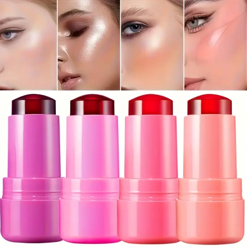 Comparison of four different jelly tint sticks and their look on models.