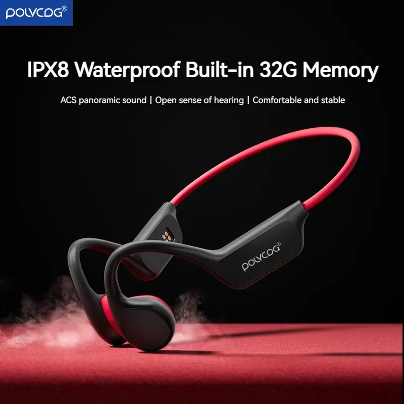 POLVCDG X7 Headset Review showing IPX8 waterproof bone conduction design.