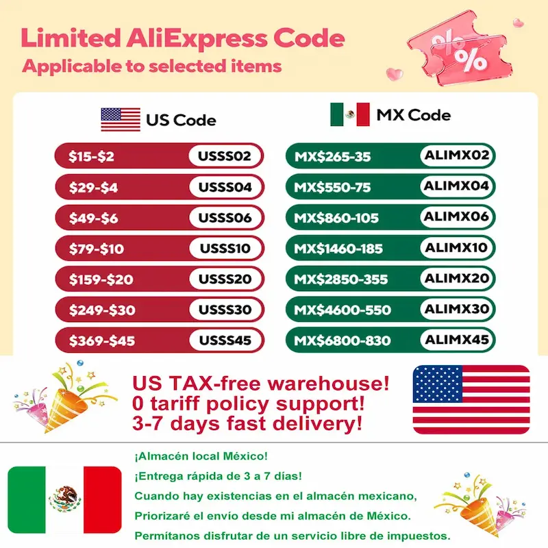 Promotional discount codes for PowMr solar products in USA and Mexico warehouses.