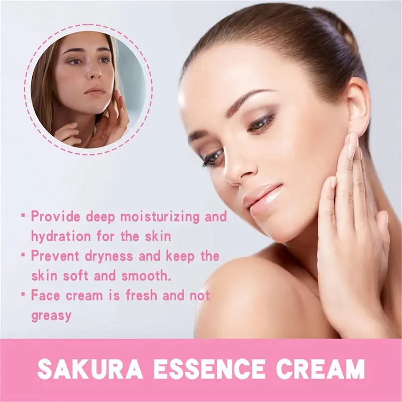 A woman touching her soft skin with bullet points highlighting deep moisturizing, dryness prevention, and fresh texture.