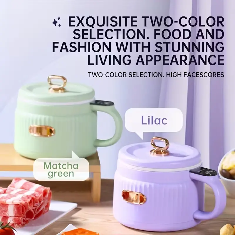 SENBOWE portable electric cooker available in two colors: Lilac and Matcha Green with stylish gold accents.
