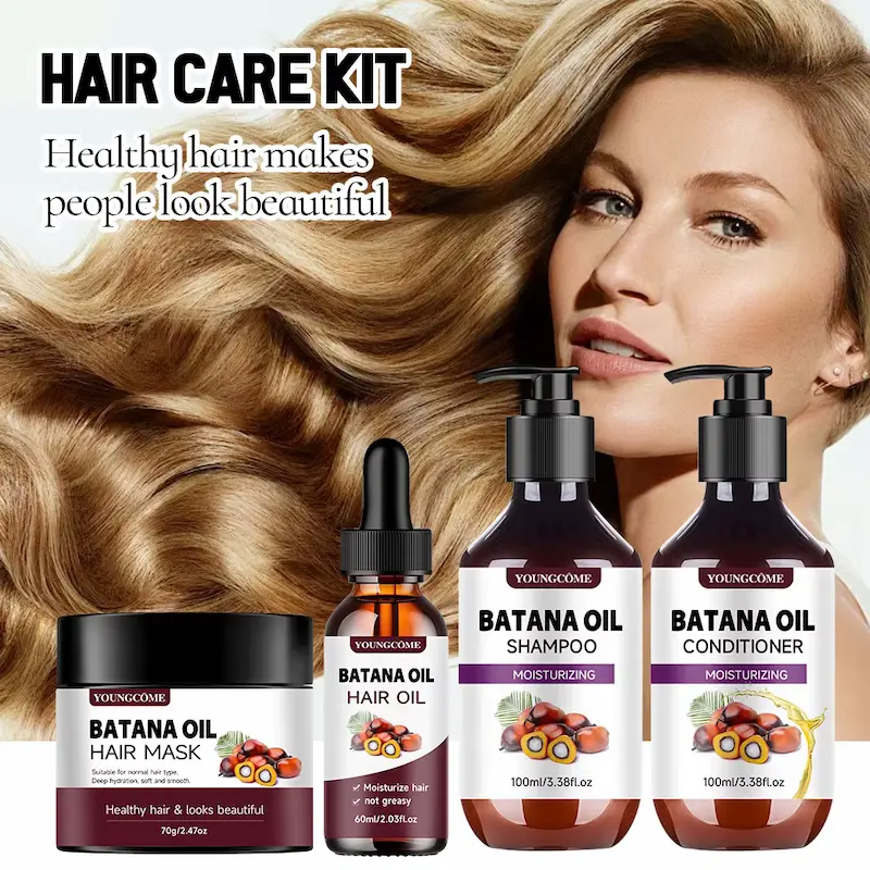 Complete Youngcome Batana Oil Hair Kit for healthy and beautiful hair care.