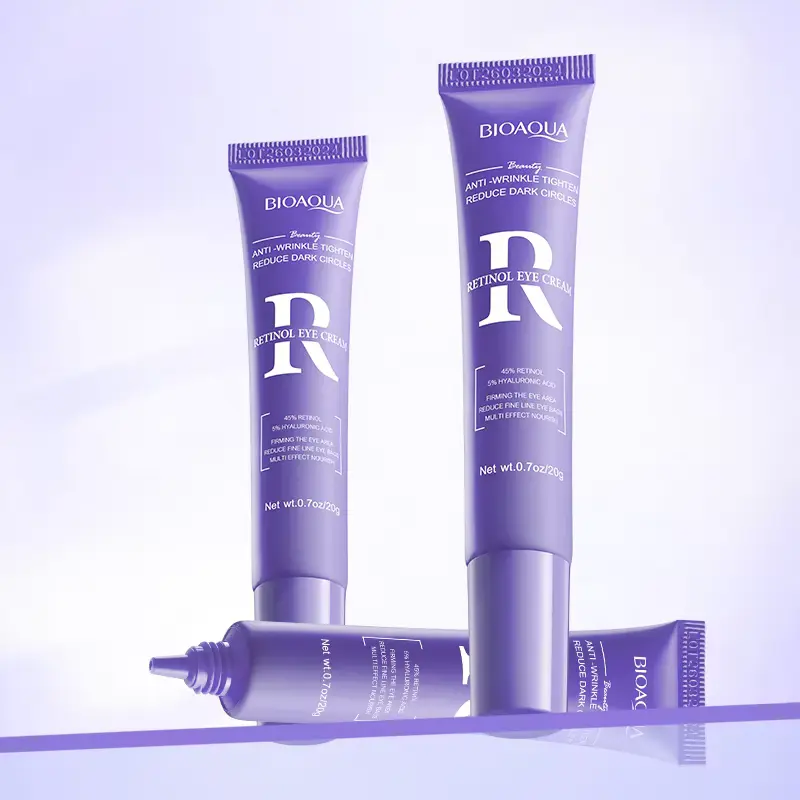 Multiple tubes of BIOAQUA Retinol Eye Cream, showcasing the targeted anti-dark circle and wrinkle reduction formula.