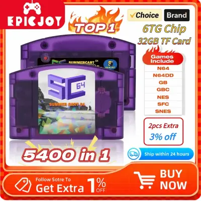 EPICJOY flash cartridge featured in a SummerCart 64 SC64 Review breakdown.