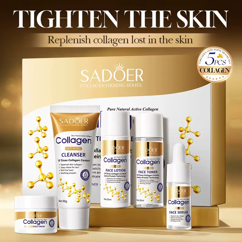 Promotional banner for SADOER Collagen Firming Series focusing on replenishing lost skin collagen.