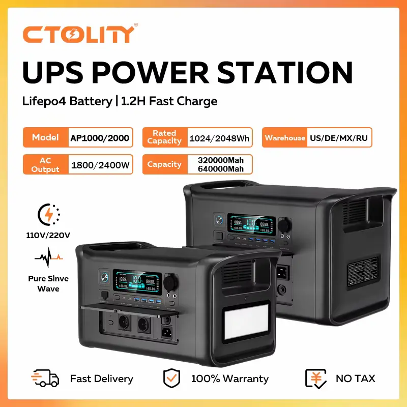 CTOLITY UPS power station model AP1000 and AP2000 specifications.