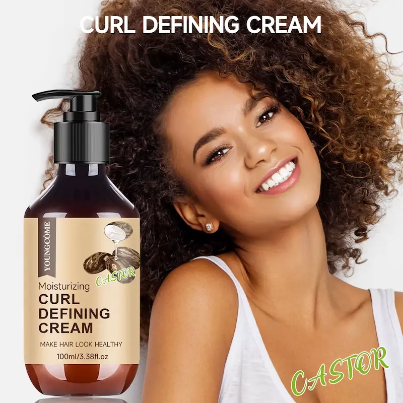 A smiling woman showing bouncy curls defined by Castor Oil Curl Cream