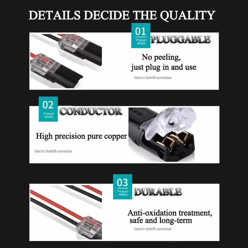 Core features and pure copper conductor of 2 Pin Way Plug Waterproof Electrical Connector.