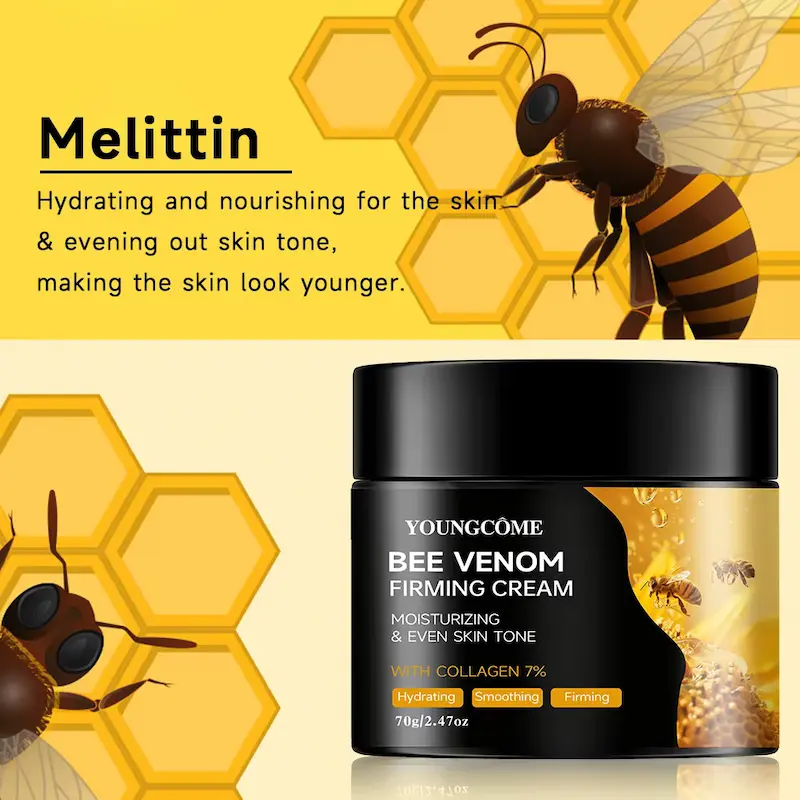 Melittin properties in honey bee skin care product for younger look