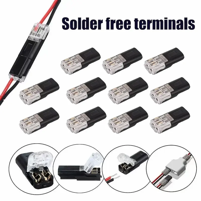 Solder free strip terminals of 2 Pin Way Plug Waterproof Electrical Connector.