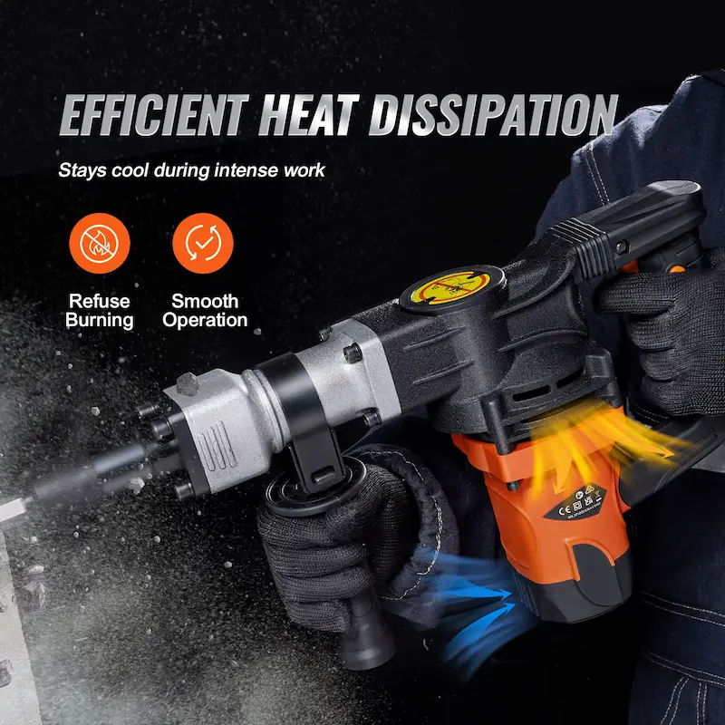 Efficient cooling air vents of SucceBuy electric jackhammer to prevent overheating.