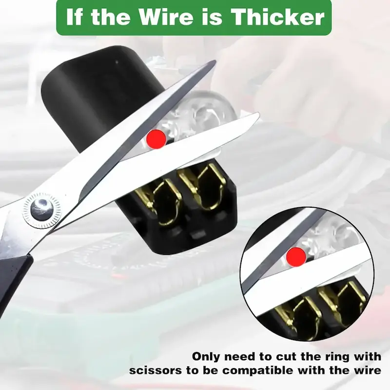 Modifying 2 Pin Way Plug Waterproof Electrical Connector for thicker automotive cables.
