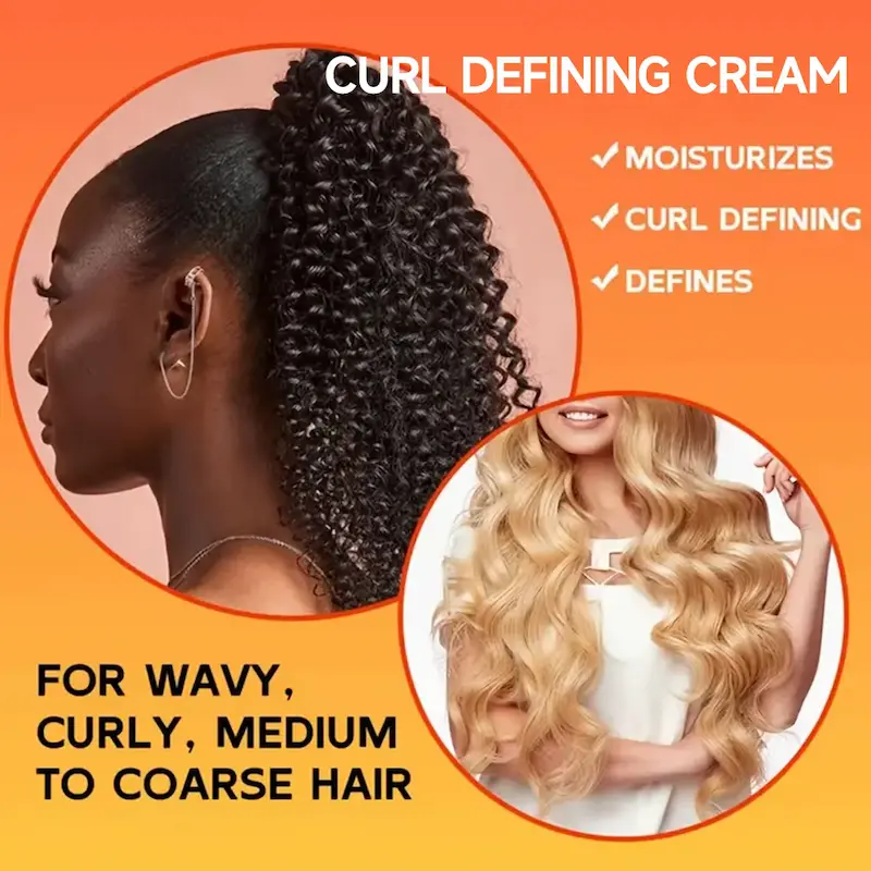 Side view of a woman with a high coily ponytail showing moisturized and defined hair texture