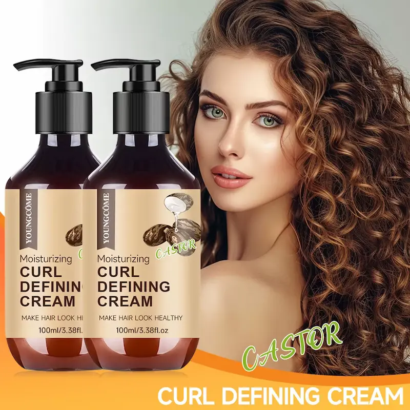 Youngcome moisturizing Castor Oil Curl Cream bottle for healthy hair look