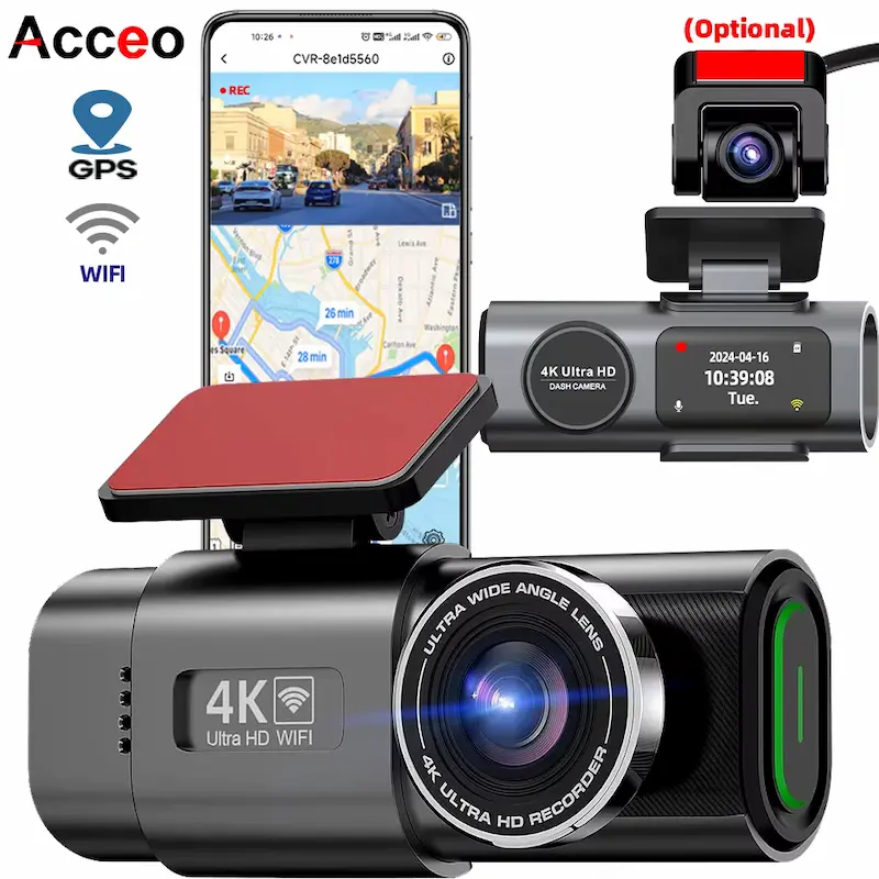 Acceo B53P Review 2026 main front camera unit with rear lens and Wi-Fi mobile integration.