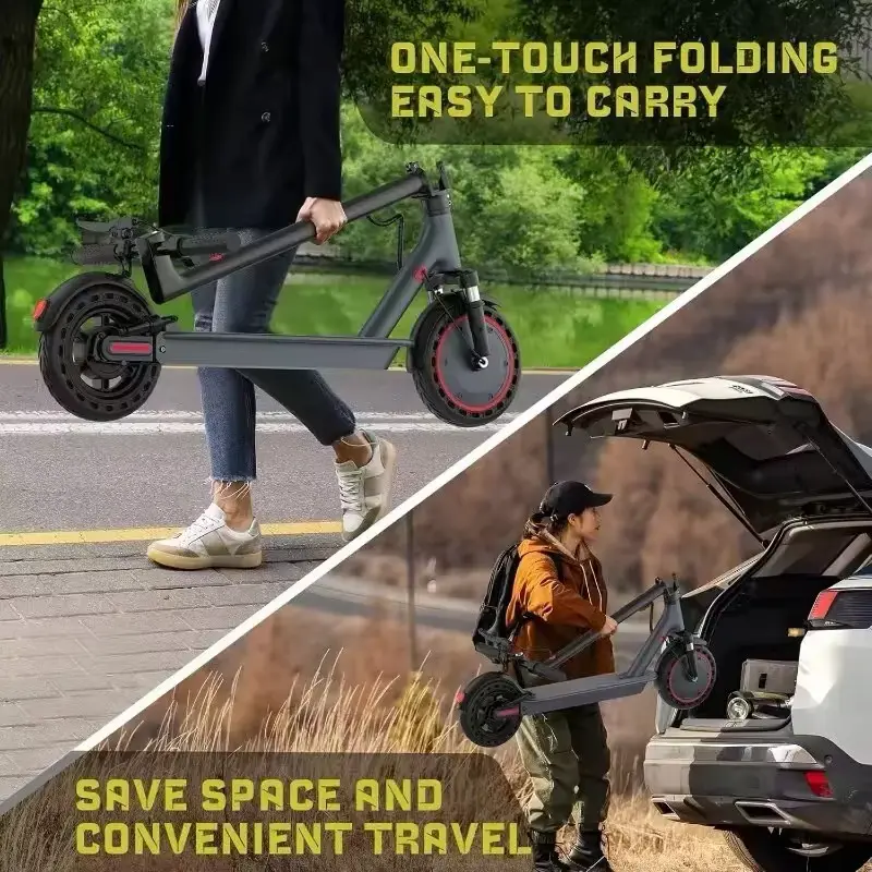 In-depth AOVOPRO TMAX Scooter Review demonstrating one-touch folding mechanism for easy car trunk storage.