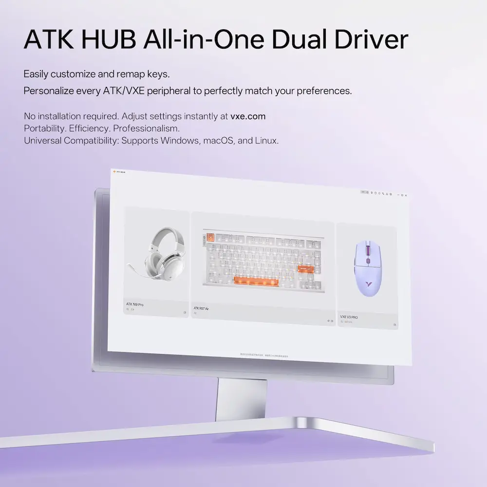 ATK HUB web-based driver interface for customizing peripheral settings.