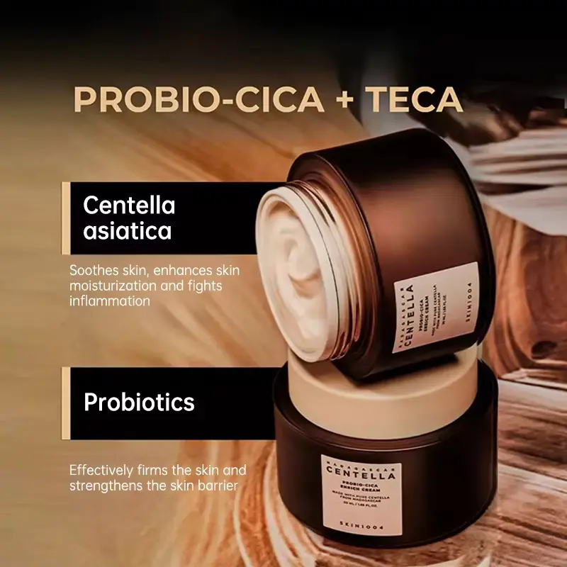 Product jar illustrating the combination of active soothing botanicals and ferment cultures for firming.