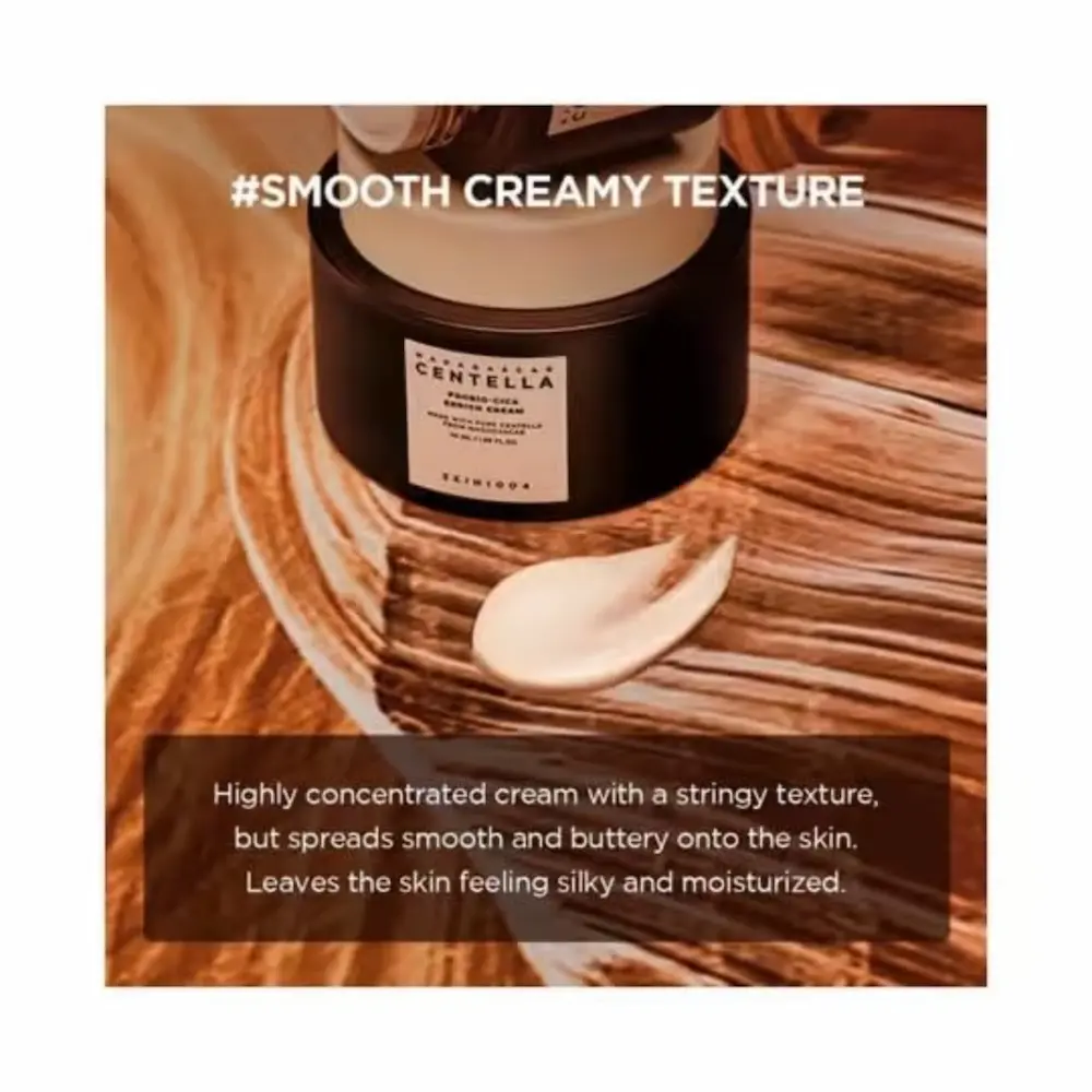 Swatch of rich moisturizing facial formula demonstrating smooth and buttery texture spreadability.