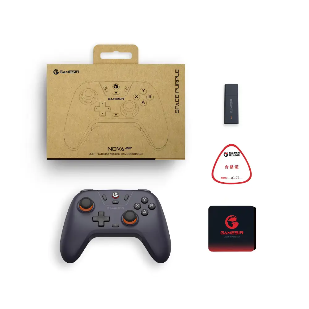 All accessories included inside the retail box of the GameSir Nova Lite controller.