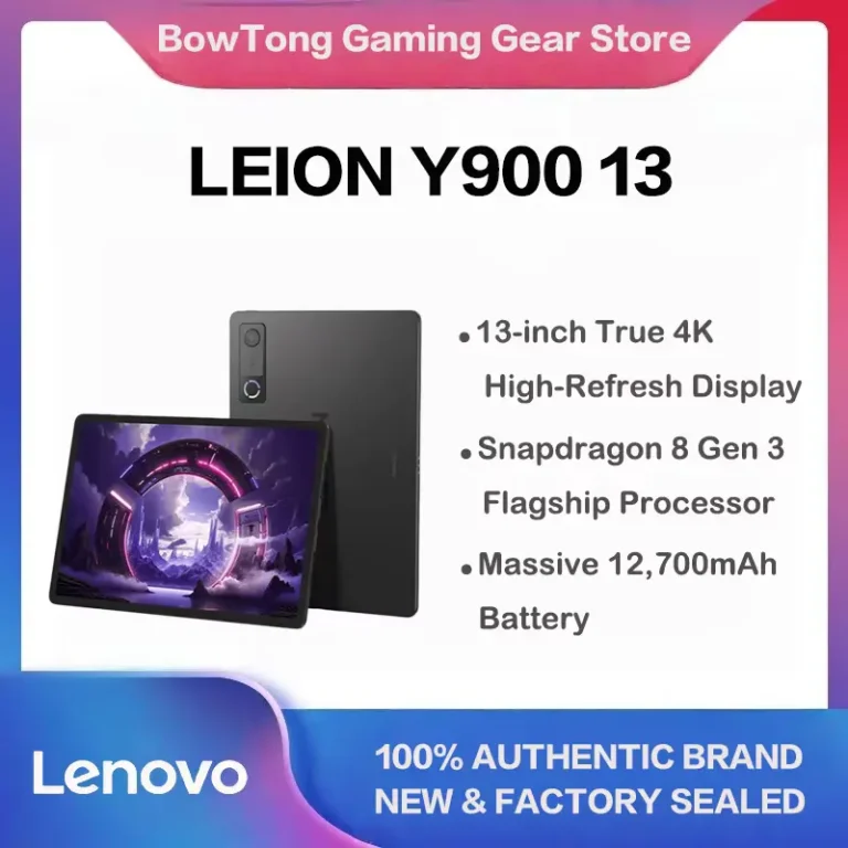 Lenovo Legion Y900 tablet front and back view showing 13-inch 4K high refresh rate display.