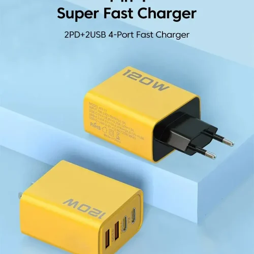 120W Fast Charger with 4 Ports 2PD and 2USB Adapter