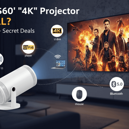 60 dollar 4K smart projector review with 10000 plus sold badge