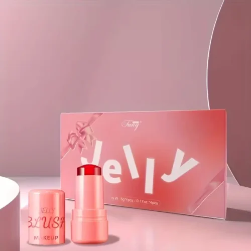 Cooling water jelly lip and cheek tint stick with its pink gift packaging.