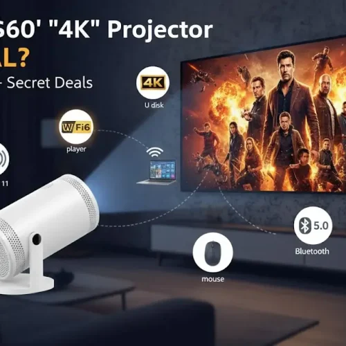 2026 Smart Projector connectivity ports including HDMI USB and Audio Jack for home cinema